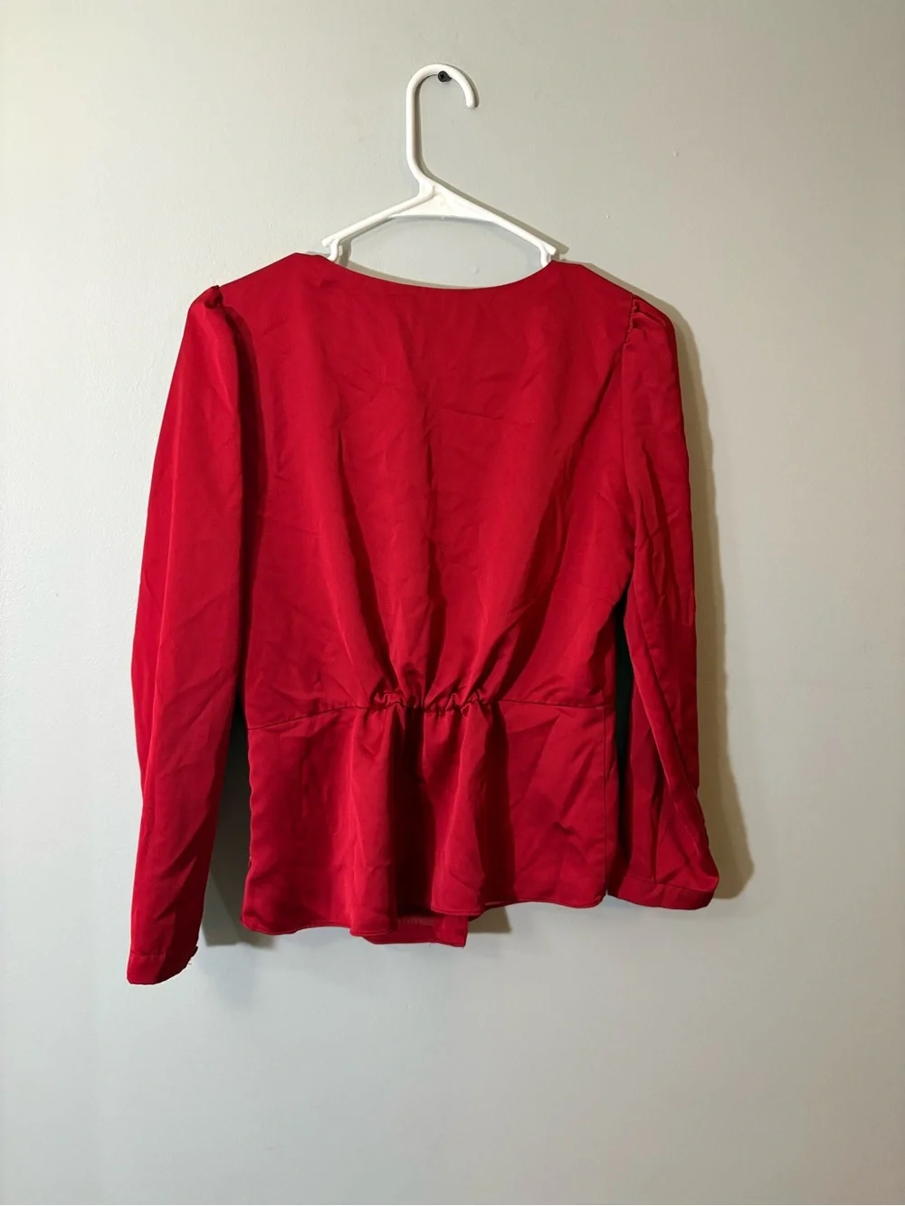 J. Crew Crimson V-Neck Buttoned Peplum Blouse